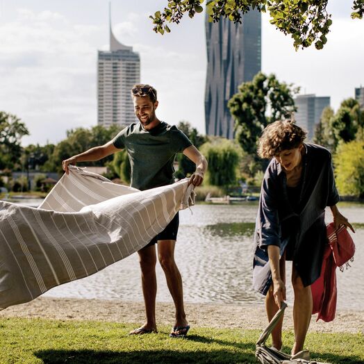 Strandbad Gänsehäufel an der Alten Donau in Wien