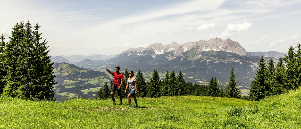 Wandern mit Blick auf den Wilden Kaiser